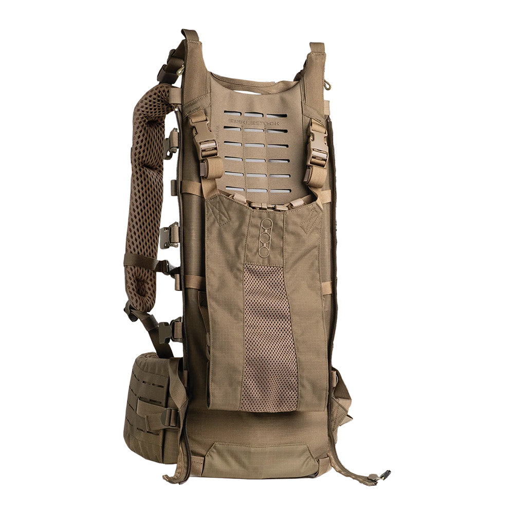 Eberlestock MOD Frame hunting backpack modular system in Dry Earth color - Kenetrek Boots