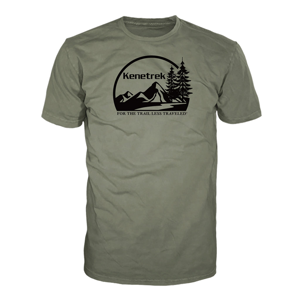 Olive green shirt with Kenetrek logo on white background