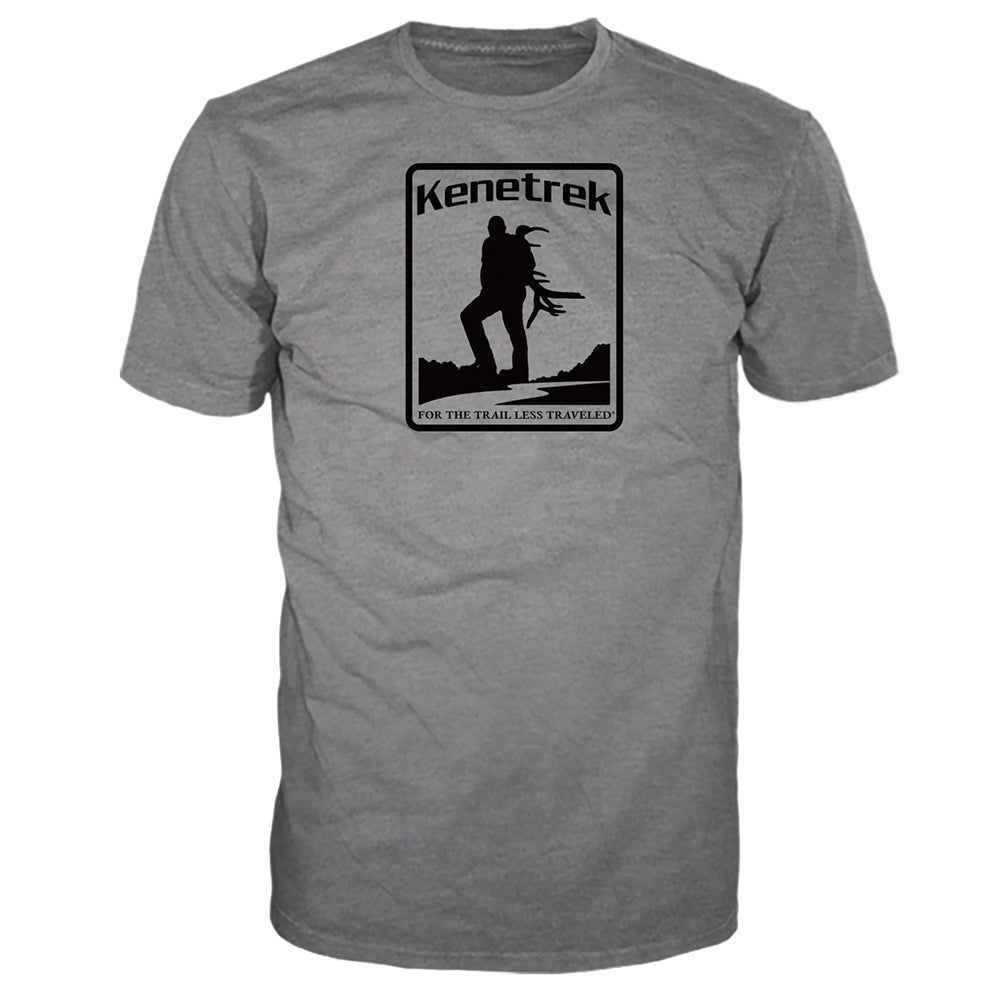 grey t-shirt with black Kenetrek elk hunter logo against white background