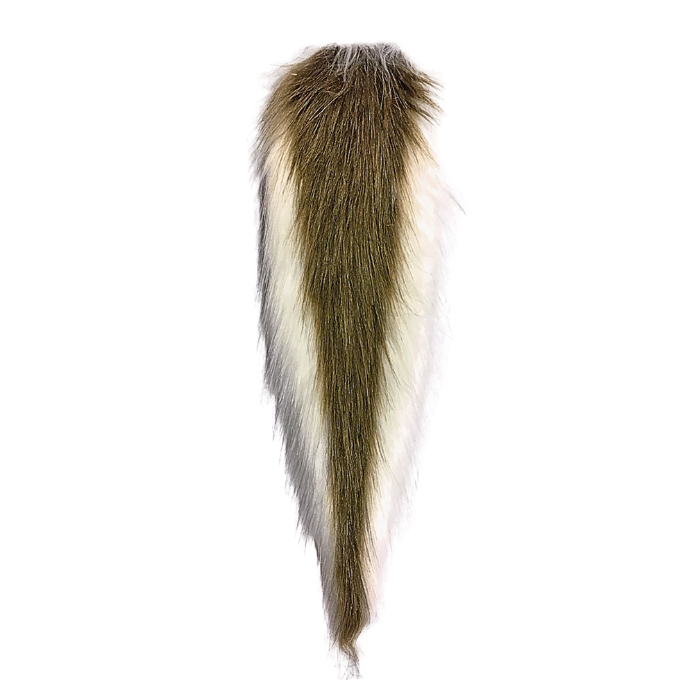A long, narrow faux fur deer decoy accessory with a brown top section, a central cream-white stripe, and a gray outer edge, shown against a plain white background.