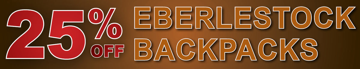 website banner with text 25% off Eberlestock Backpacks